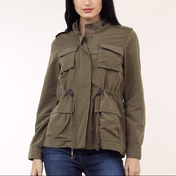 Drawstring Utility Jacket (Olive)